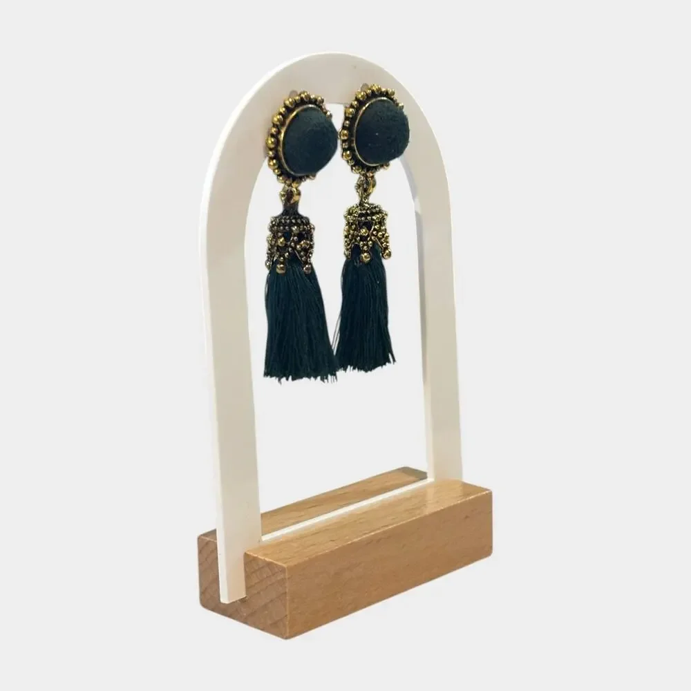 Vintage Women Velvet Green Earrings